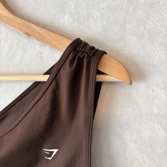 Gymshark womens brown Everyday One Shoulder Ruched Tank top size small NWT - Picture 4 of 9